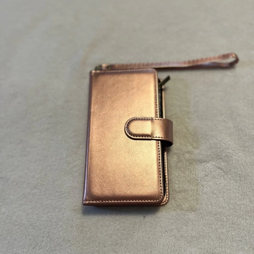 ✨ Rose Gold Wallet Phone Case Wristlet Card Holder iPhone 13 Pro case